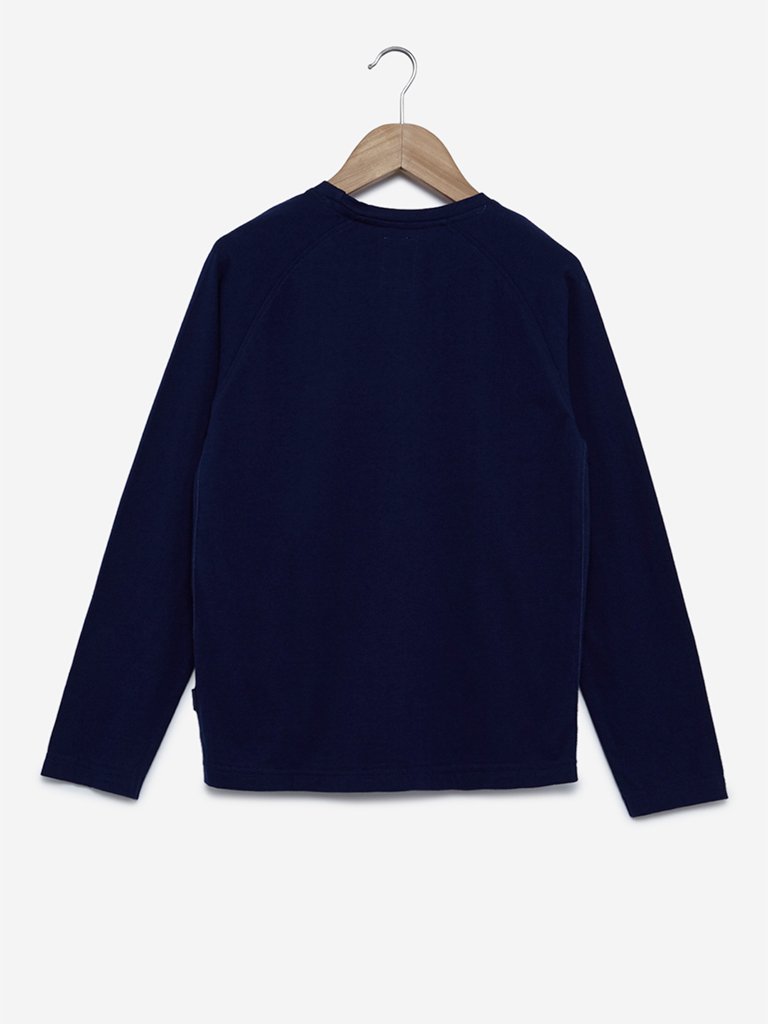 Y&F Kids Indigo Printed Crewneck T-Shirt