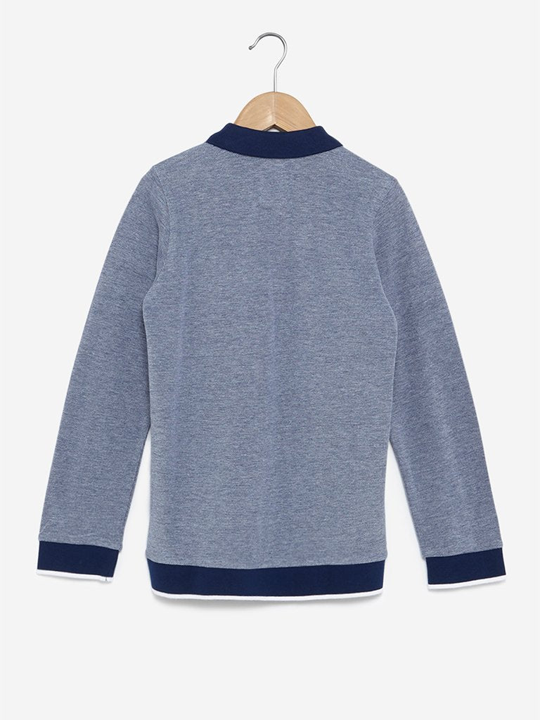 Y&F Kids Navy Pure-Cotton Polo T-Shirt