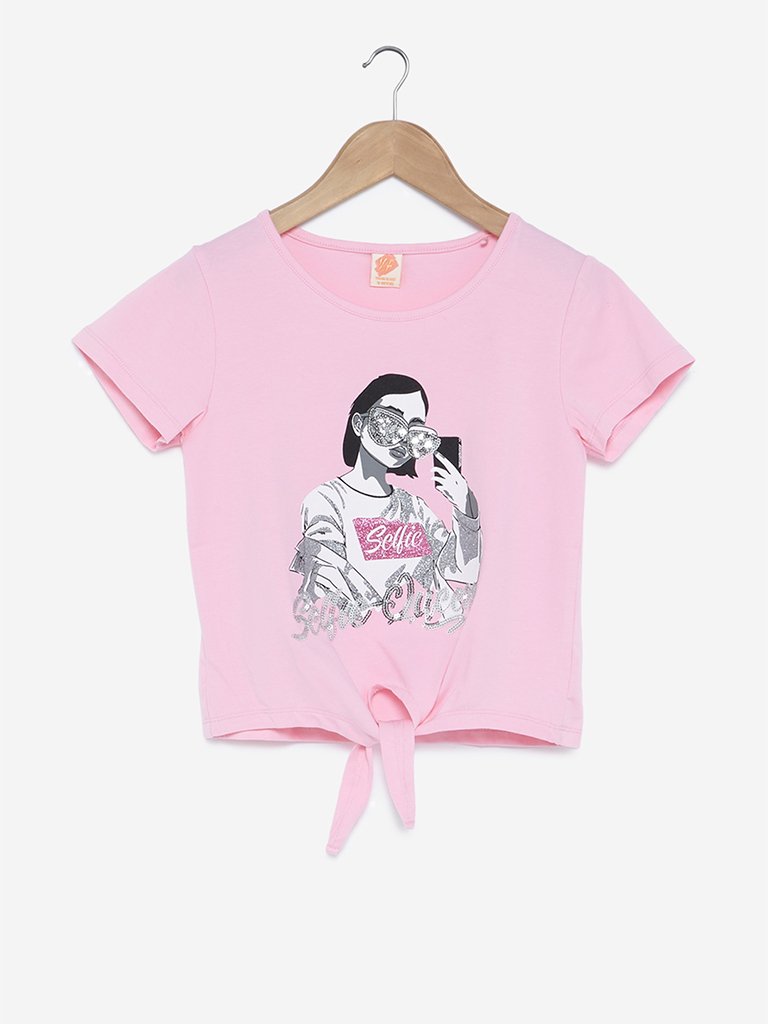 Y&F Kids Pink Kate Printed T-Shirt