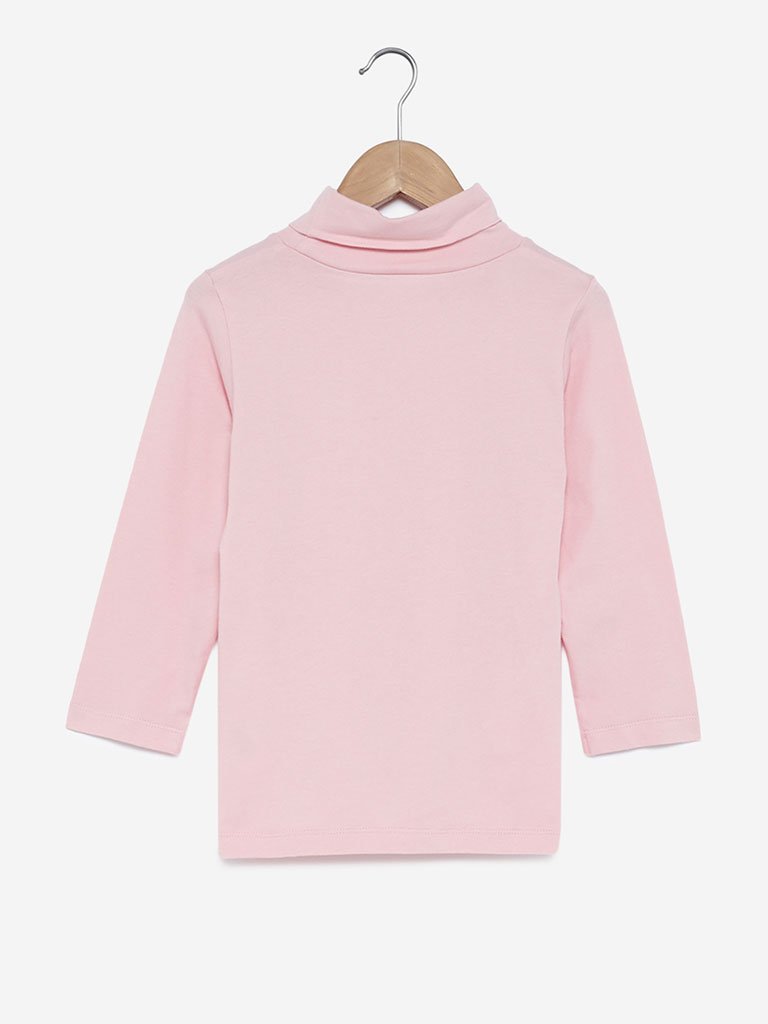 Y&F Kids Pink Pearl Accent Turtleneck Top