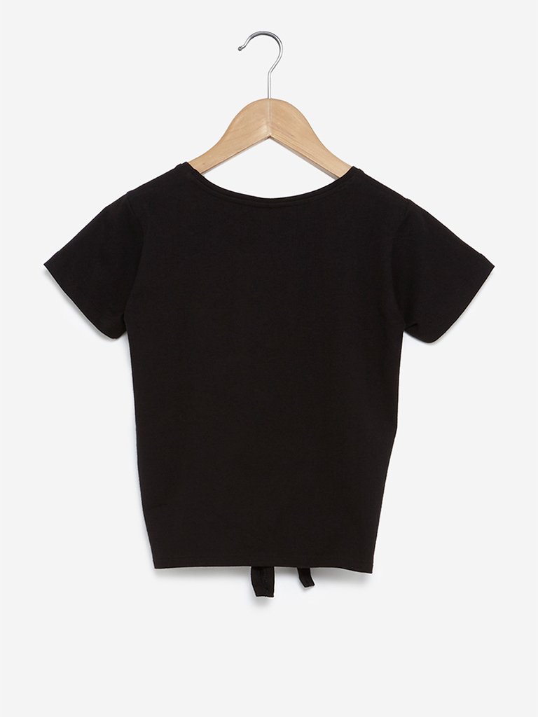 Y&F Kids Black Text Print Kate T-Shirt