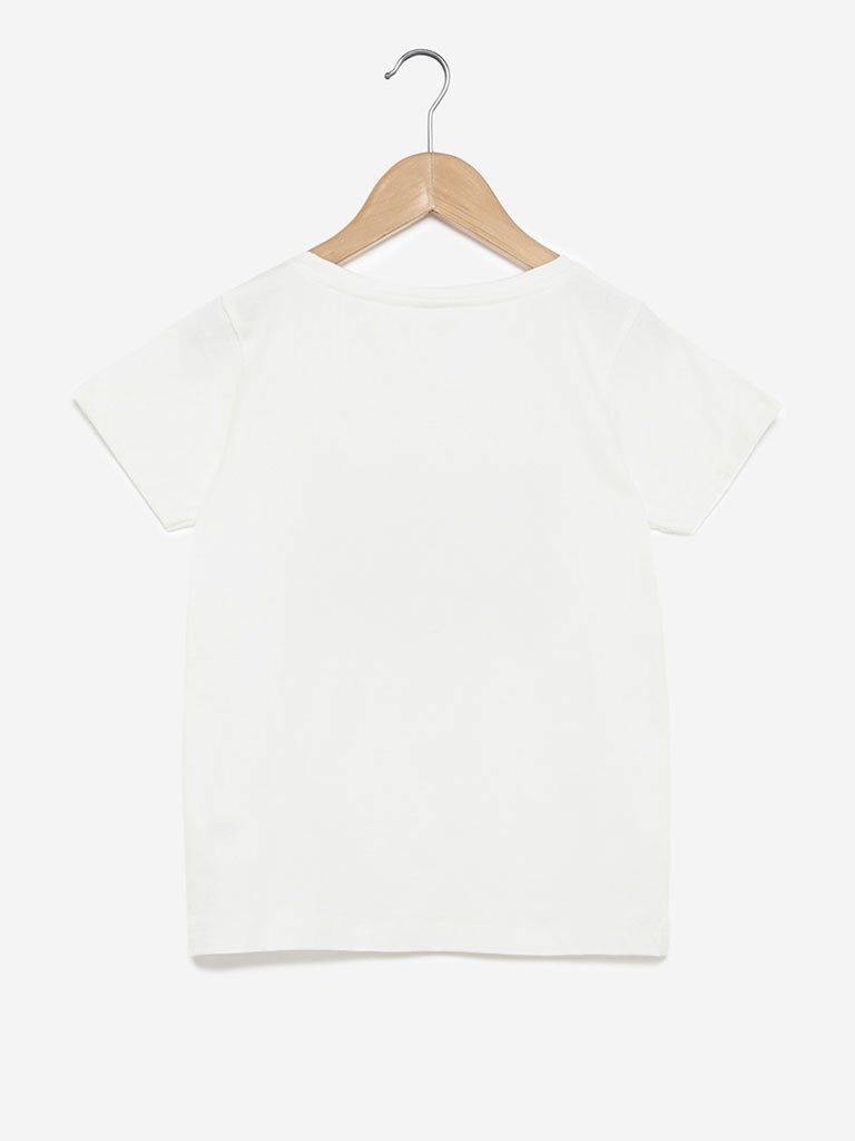 Y&F Kids White Sequinned T-Shirt