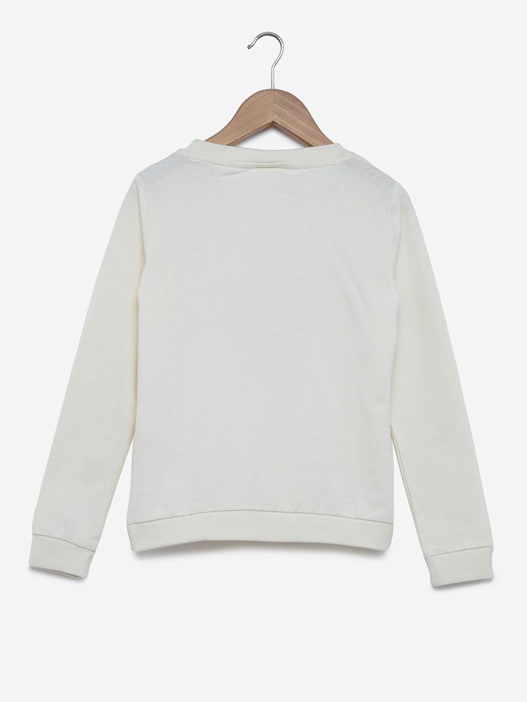 Y&F Kids Off-White Printed Cotton Sweatshirt