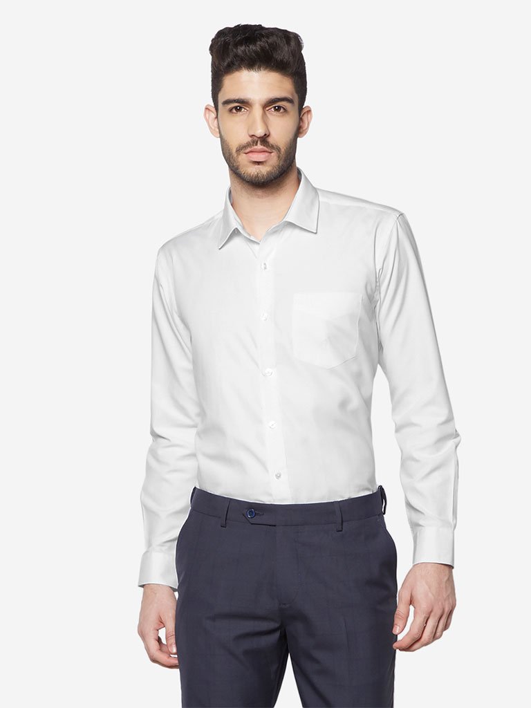 WES Formals White Relaxed Fit Shirt