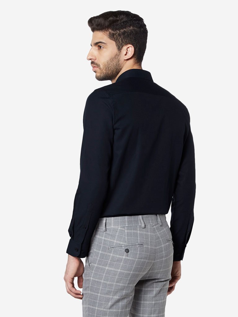 WES Formals Navy Slim Fit Shirt