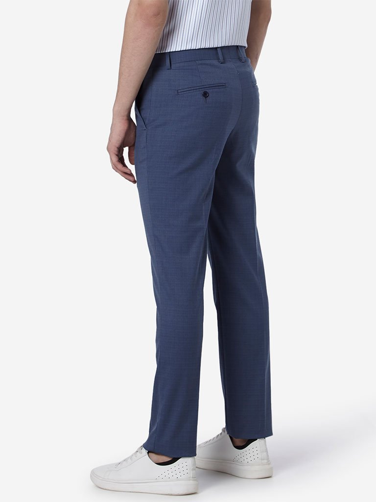 WES Formals Indigo Slim Fit Trousers