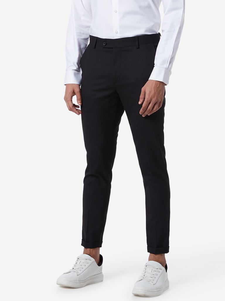 WES Formals Black Carrot Fit Trousers