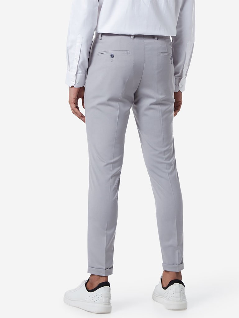 WES Formals Light Grey Carrot Fit Crop Trousers
