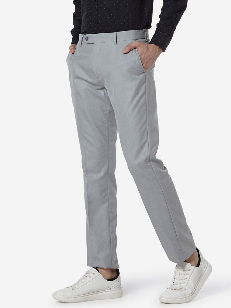 WES Formals Grey Relaxed Fit Trousers