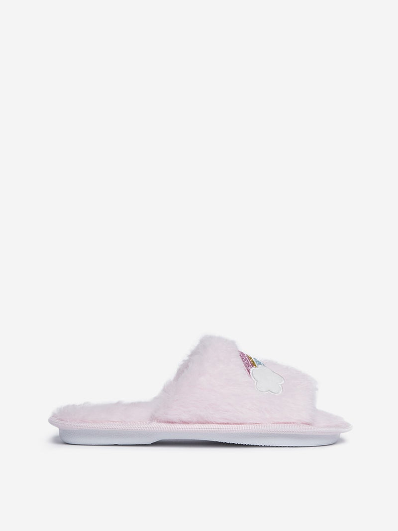 Yellow Kids Pink Rainbow Bedroom Slippers