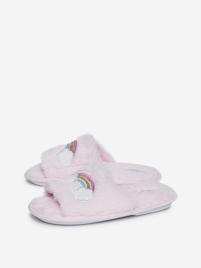 Yellow Kids Pink Rainbow Bedroom Slippers