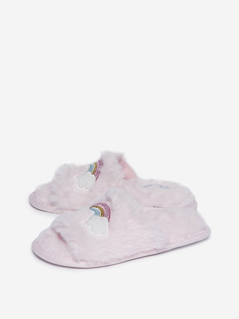 Yellow Kids Pink Rainbow Bedroom Slippers