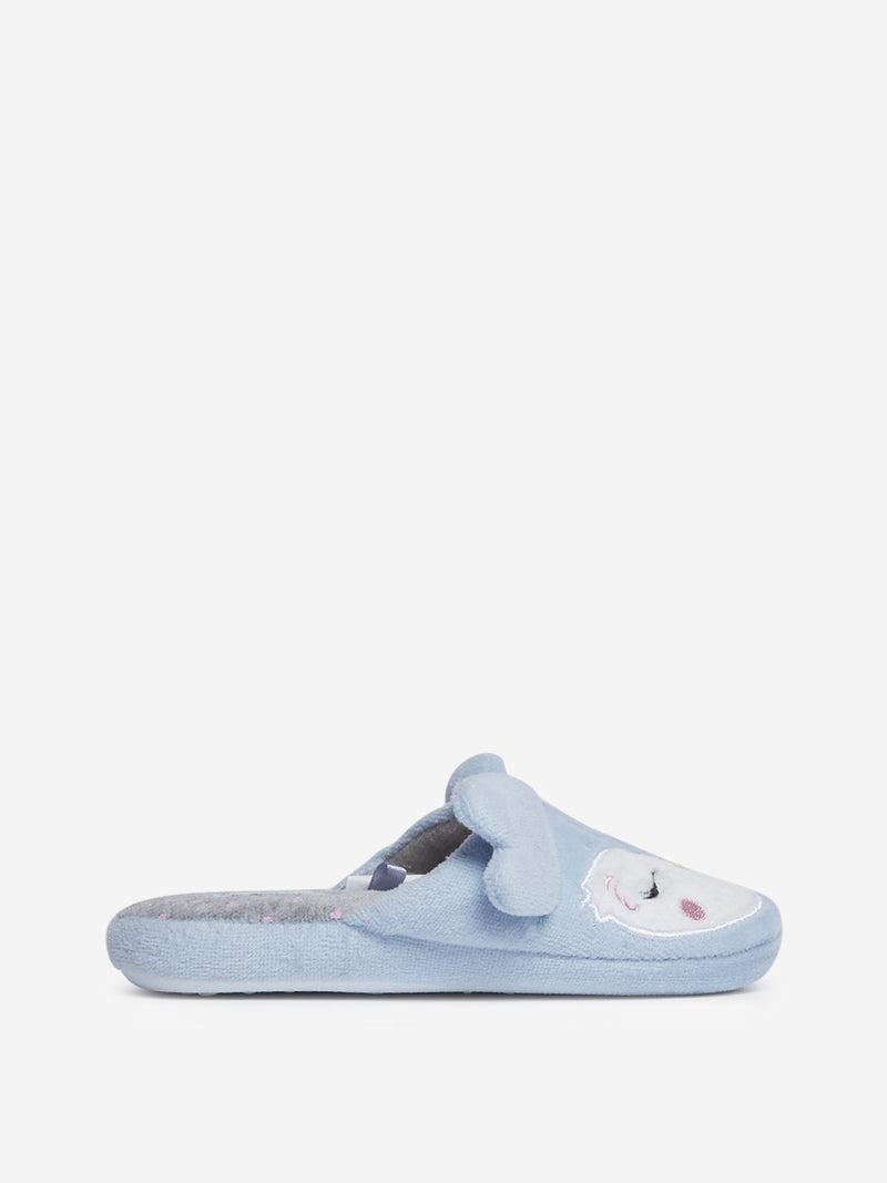 Yellow Kids Light Blue Owl Bedroom Slippers