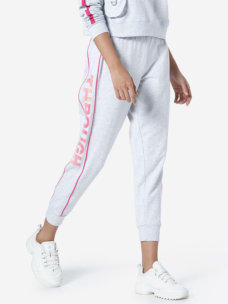 Studiofit Light Grey Text Pattern Joggers
