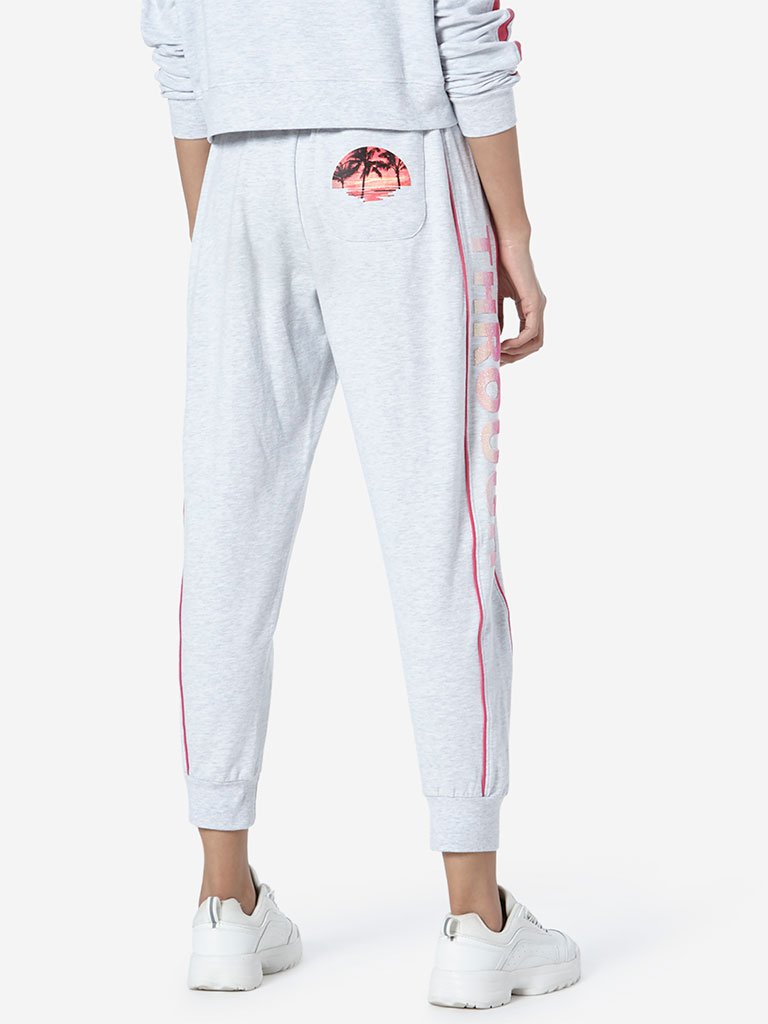 Studiofit Light Grey Text Pattern Joggers