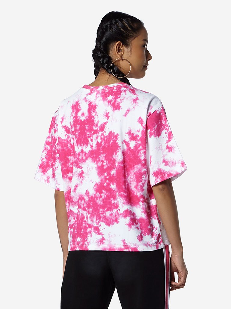 Studiofit Pink Tie-Dye Print Crewneck T-Shirt