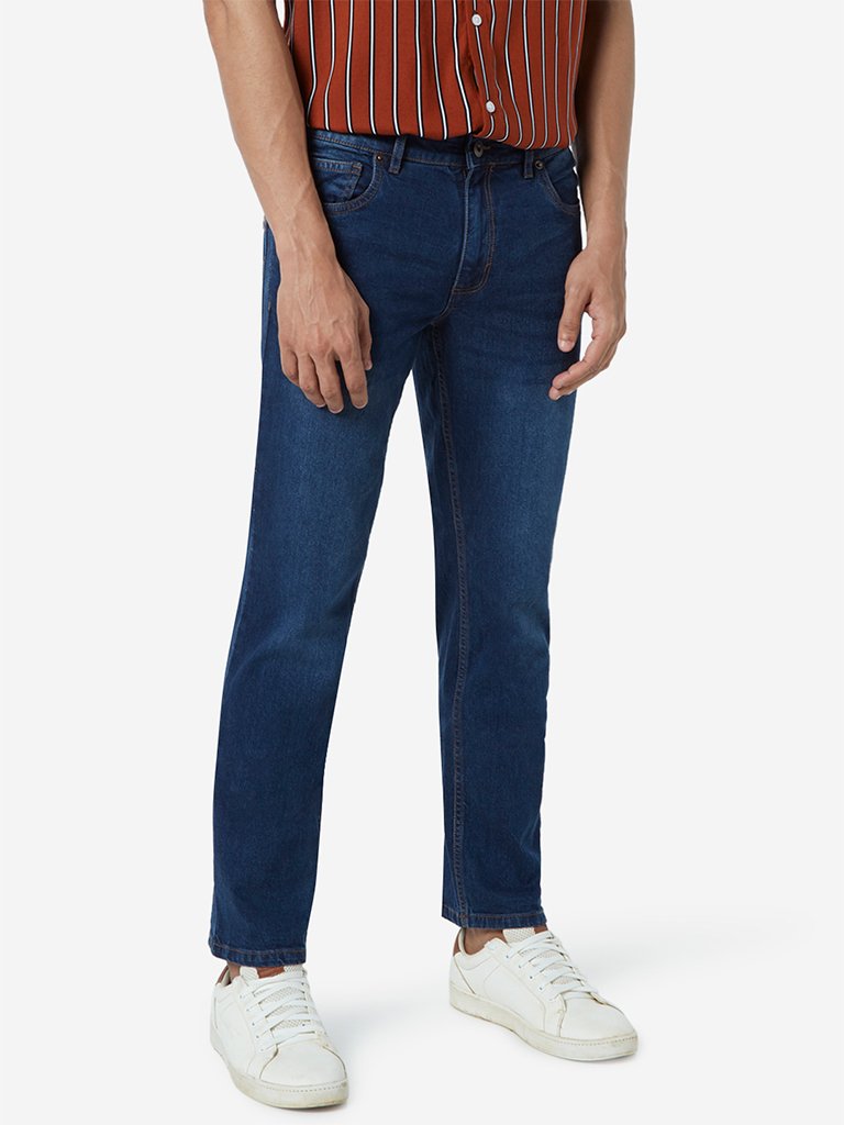 WES Casuals Dark Blue Relaxed Fit Jeans