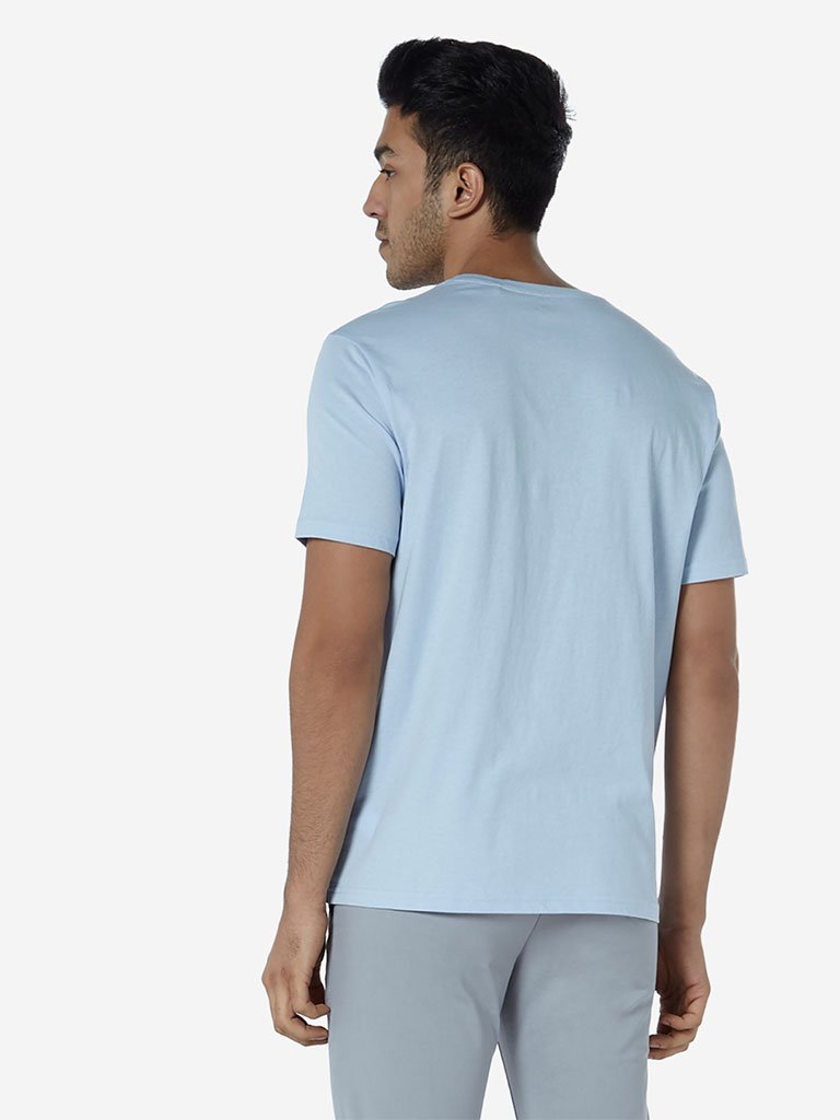 WES Casuals Light Blue Organic Slim Fit T-Shirt