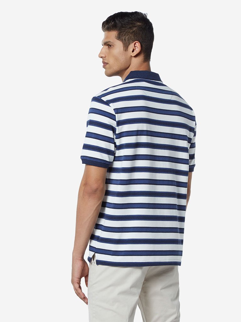 WES Casuals Indigo Relaxed Fit Polo T-Shirt