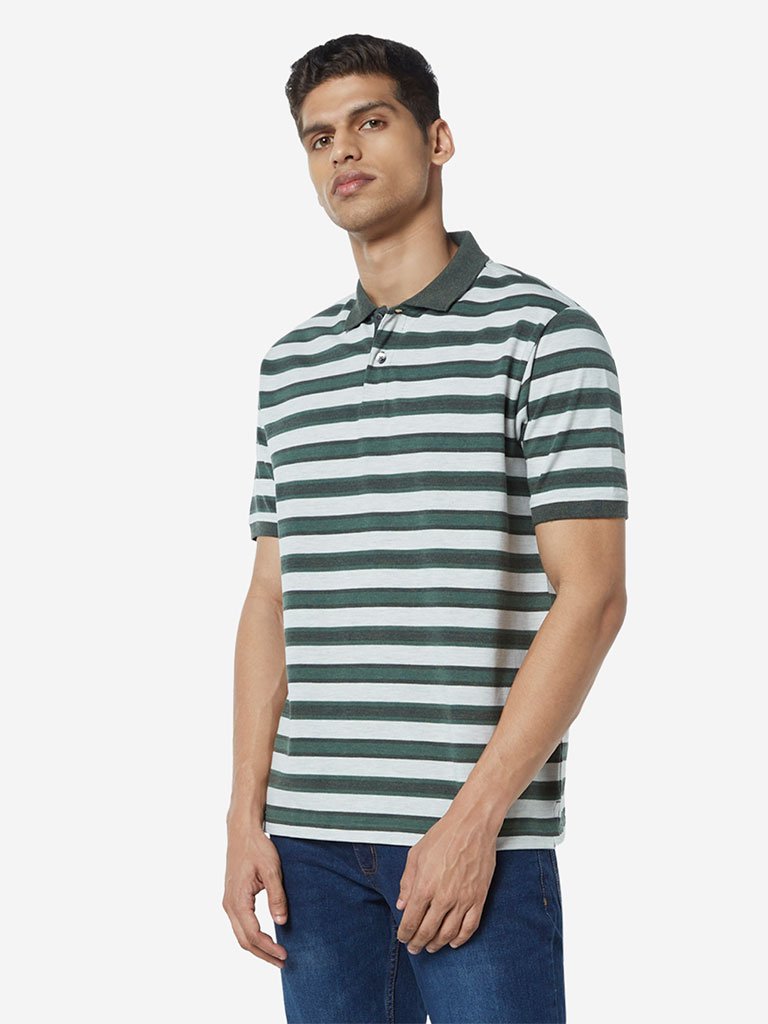 WES Casuals Olive Relaxed Fit Polo T-Shirt