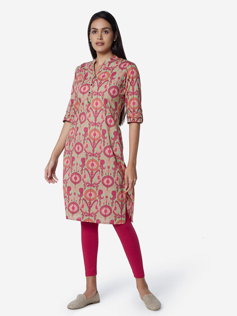 Utsa Multicolour Ethnic Print Straight Kurta