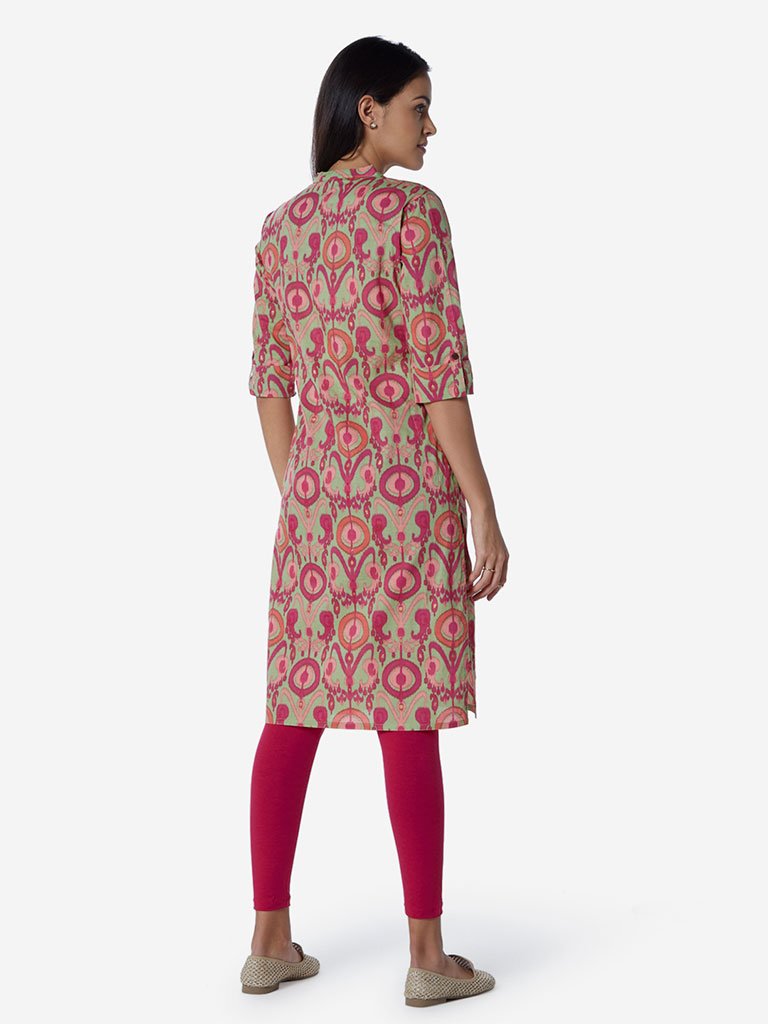 Utsa Multicolour Ethnic Print Straight Kurta
