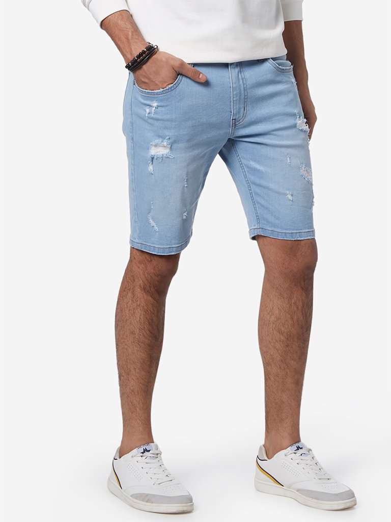Nuon Light Blue Slim Fit Hendrix Shorts