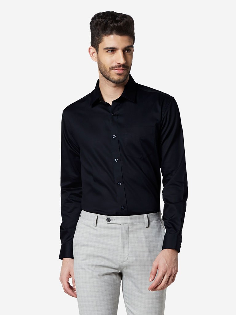 WES Formals Navy Relaxed Fit Shirt