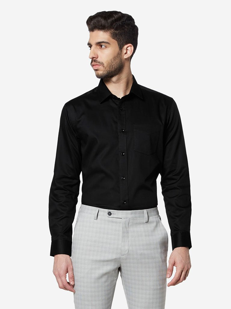 WES Formals Black Relaxed Fit Shirt