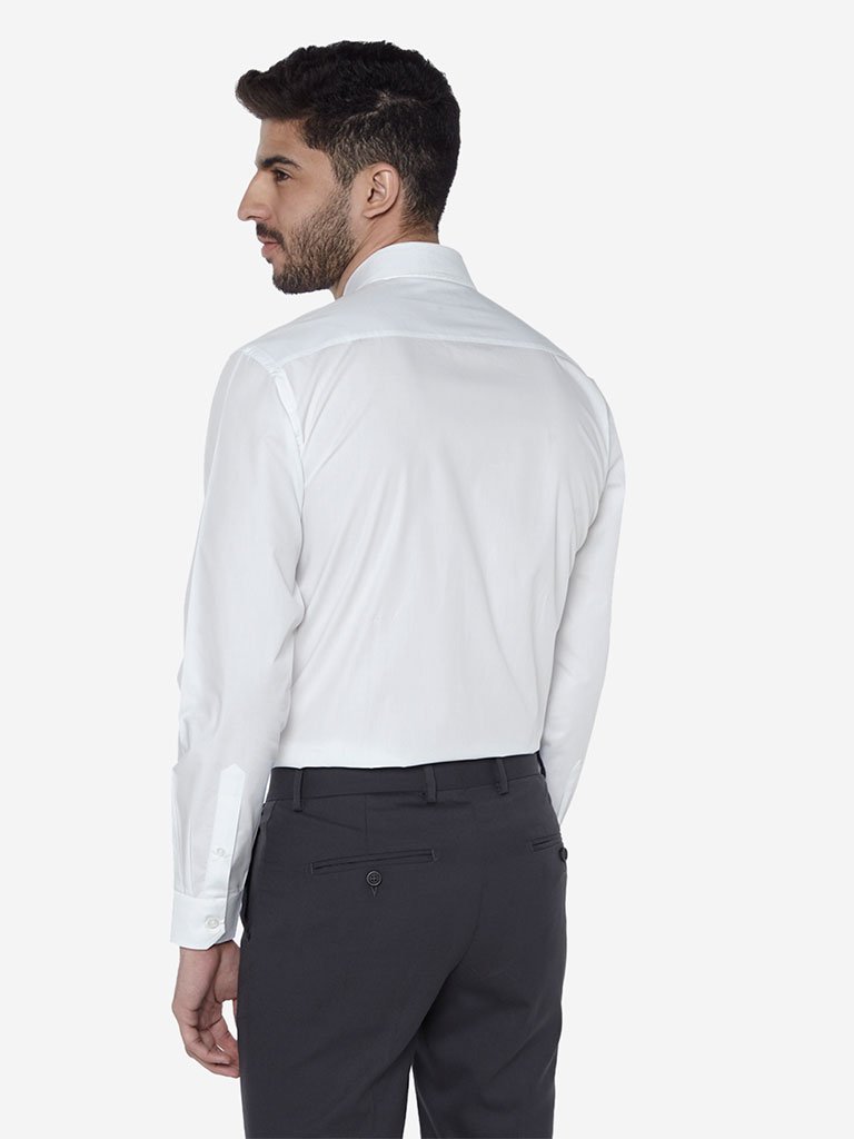 WES Formals White Relaxed Fit Cotton Shirt