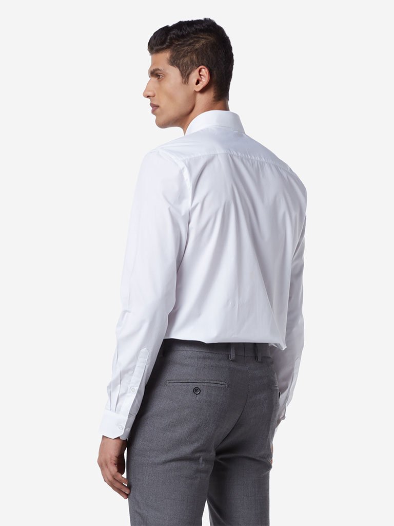 WES Formals White Slim Fit Shirt
