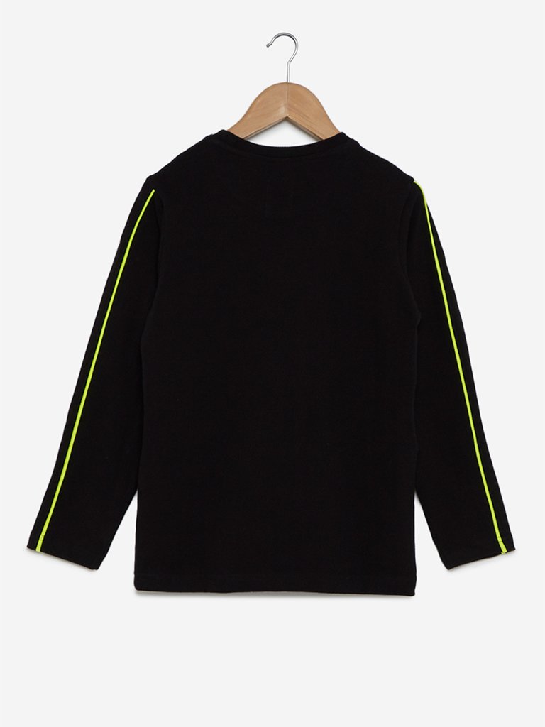 Y&F Kids Black Holographic Print T-Shirt