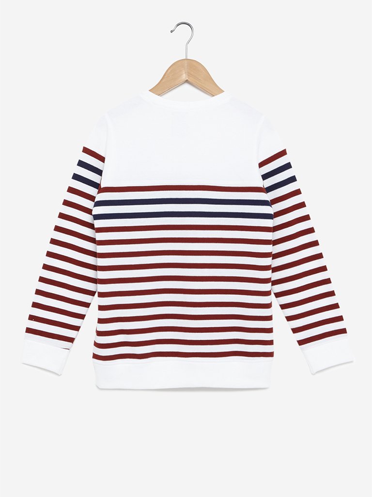 Y&F Kids White Stripe Print T-Shirt