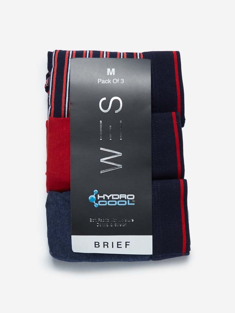 WES Lounge Red Hydro Cool Briefs Pack of Three