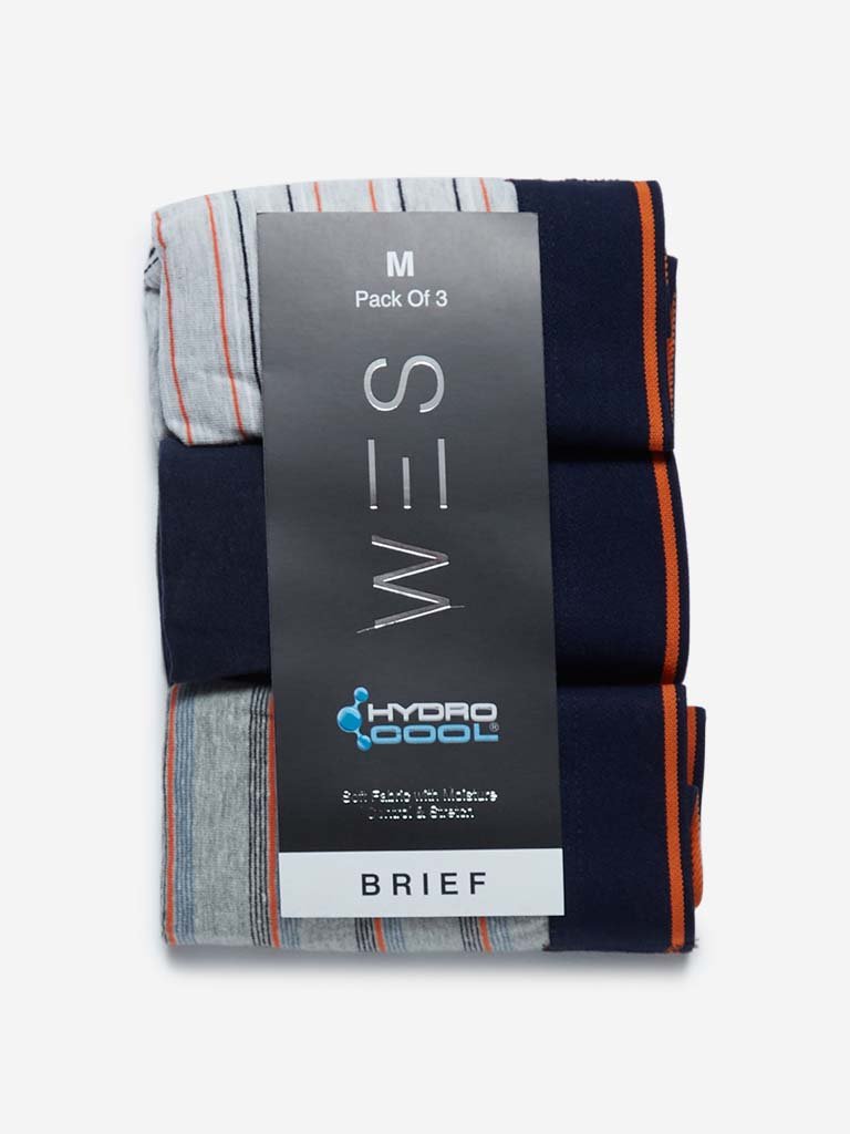 WES Lounge Grey Hydro Cool Briefs Pack of Three