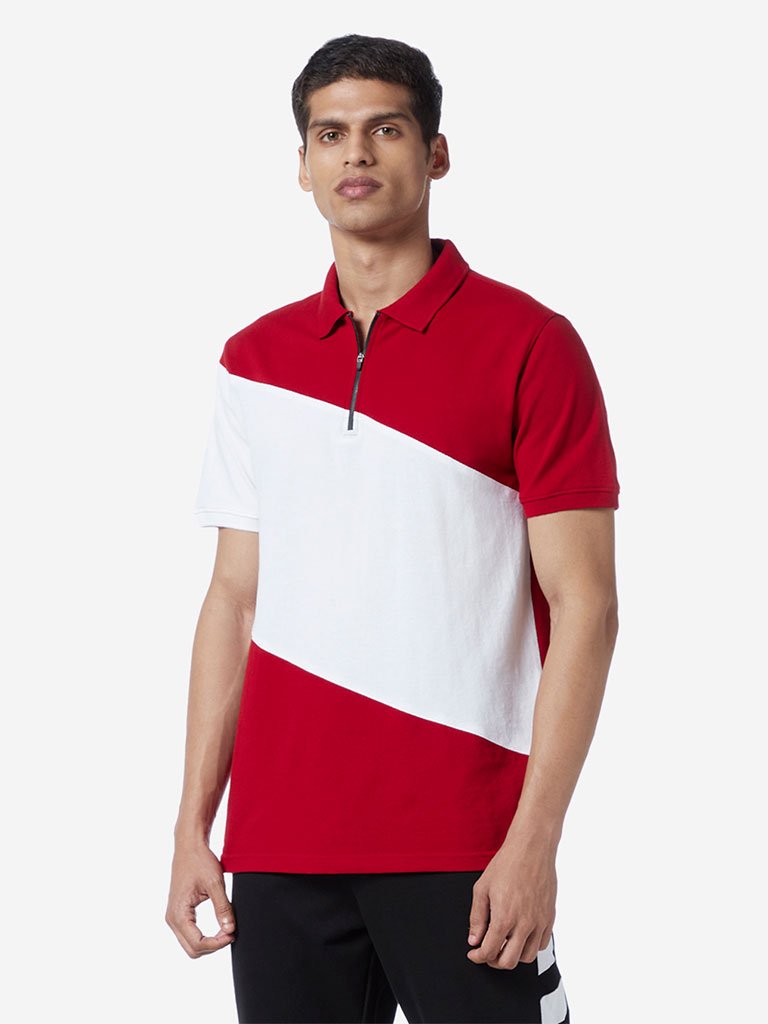 Studiofit Red Slim Fit Polo T-Shirt