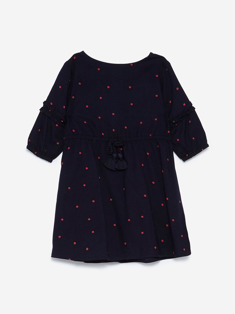 Baby HOP Navy Polka dotted Naira Dress