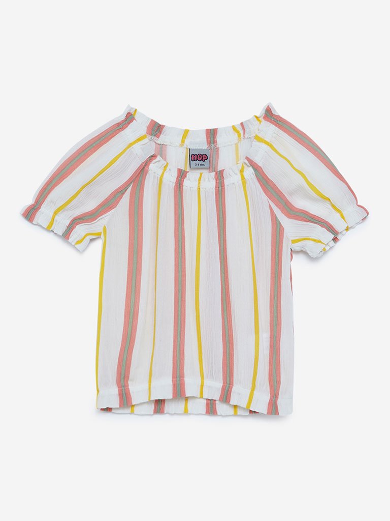 HOP Kids White Striped Sevy Top