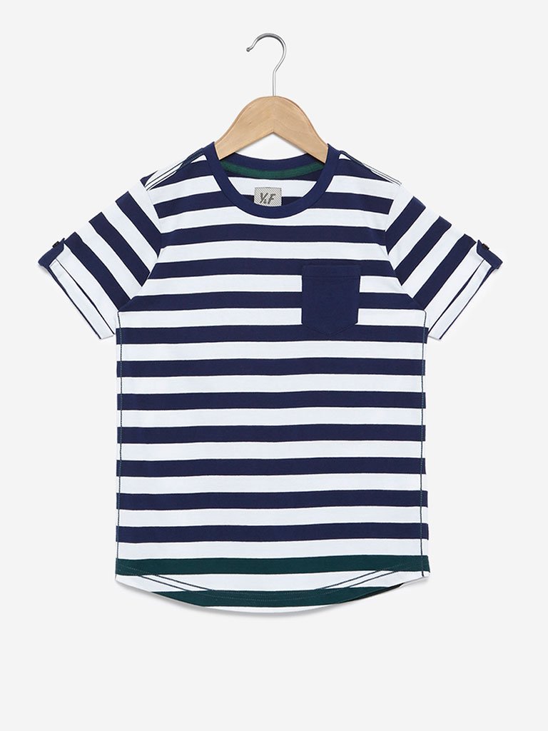 Y&F Kids White Printed Pure-Cotton T-Shirt