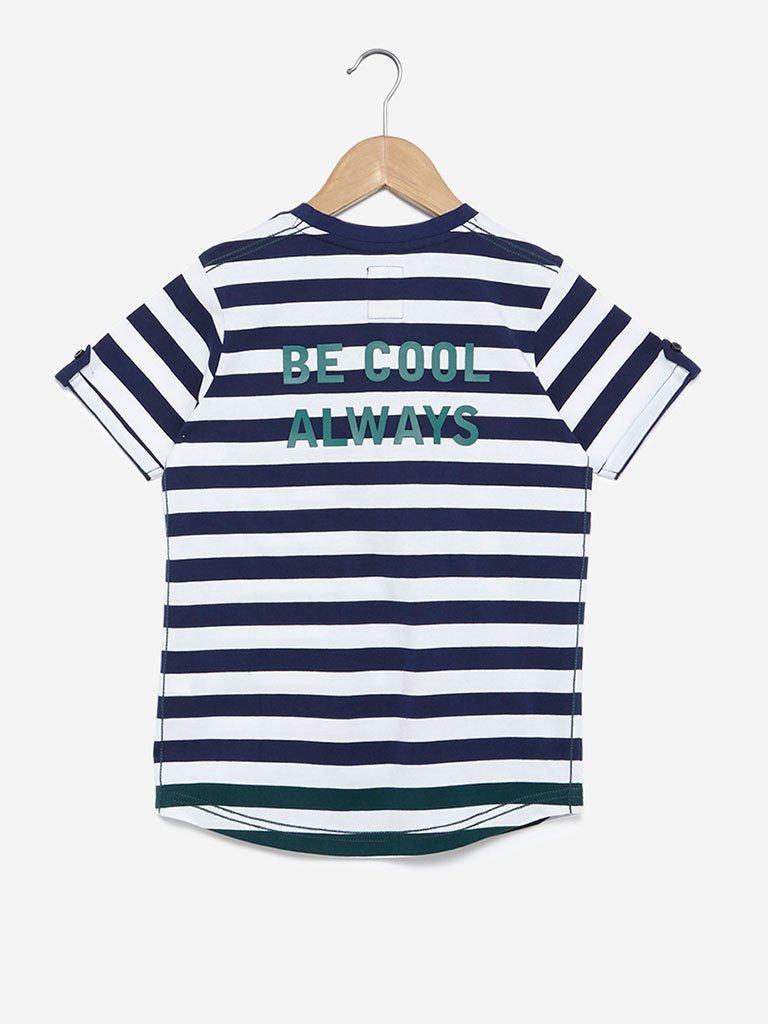 Y&F Kids White Printed Pure-Cotton T-Shirt