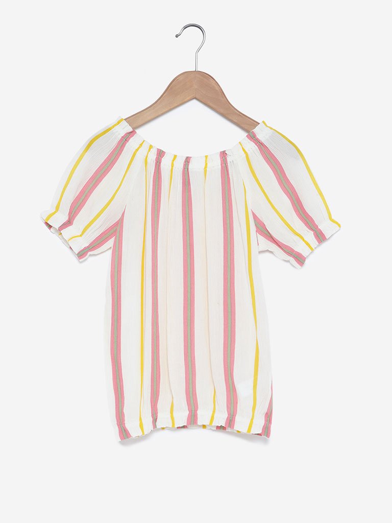Y&F Kids Multicolour Crepe Striped Top