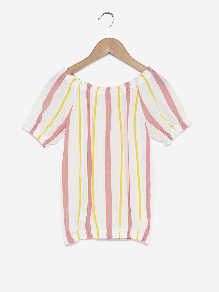 Y&F Kids Multicolour Crepe Striped Top