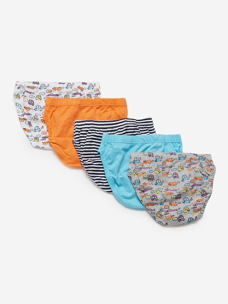 HOP Kids Orange Printed Briefs Pack Of Five