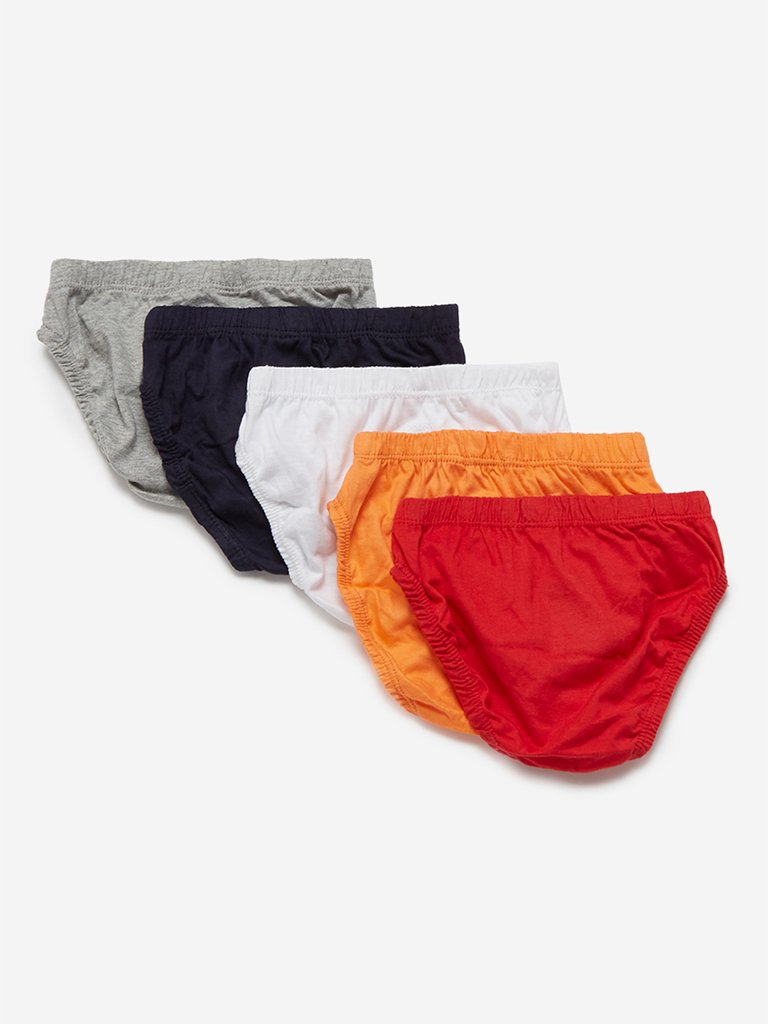 HOP Kids Orange Printed Briefs Pack Of Five