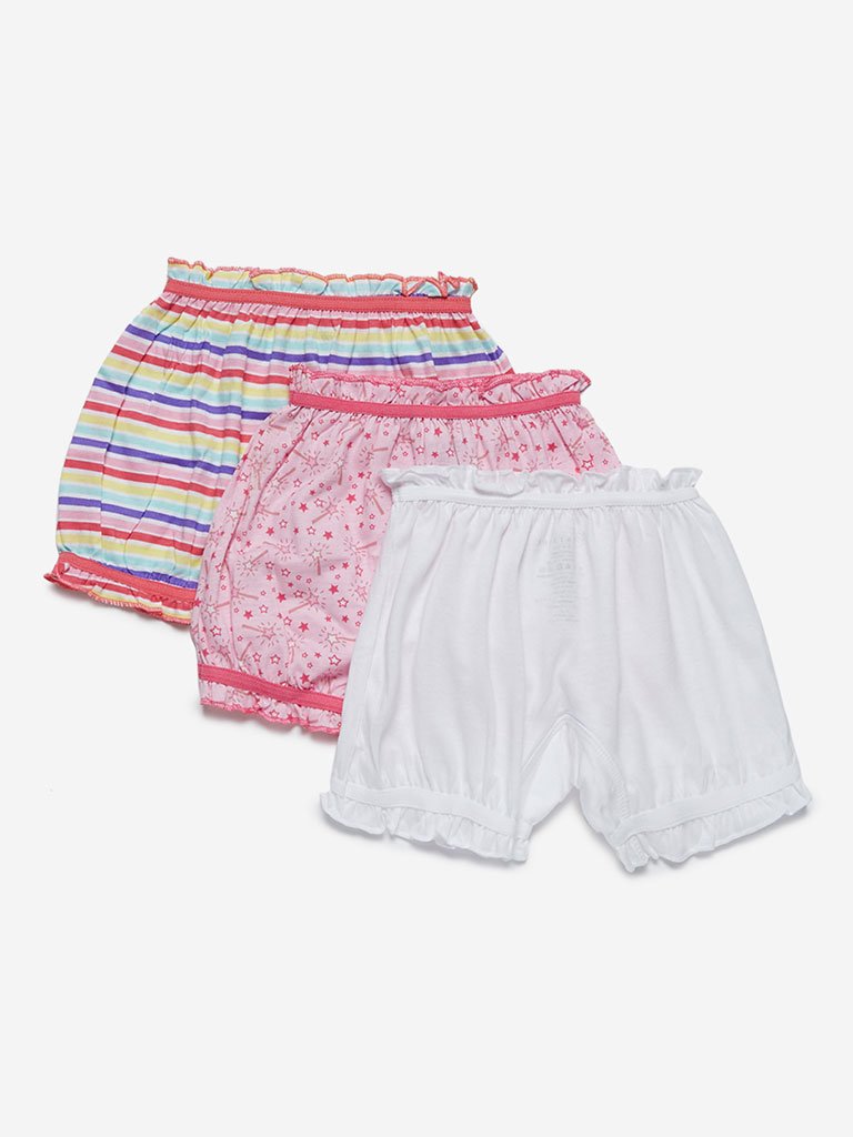 HOP Kids Pink Printed Bloomers Pack Of Three