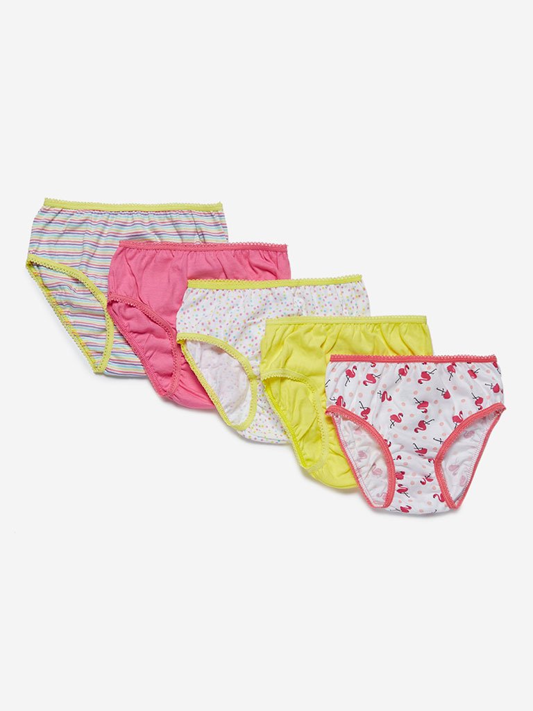 HOP Kids White Printed Briefs Pack Of Five