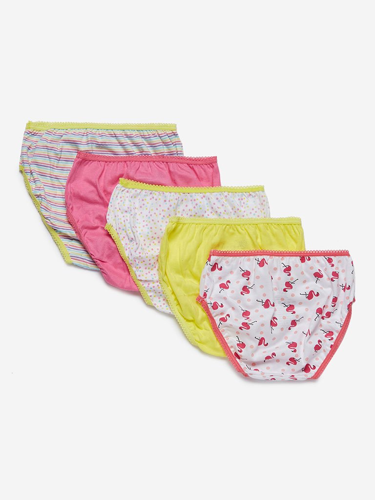 HOP Kids White Printed Briefs Pack Of Five