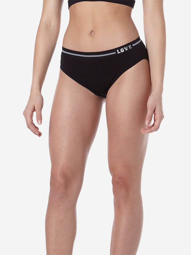 Wunderlove Black Printed Bikini Briefs