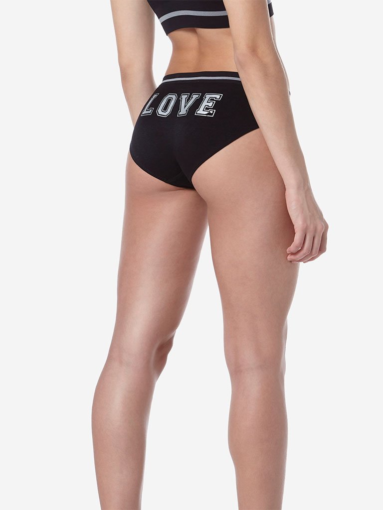 Wunderlove Black Printed Bikini Briefs