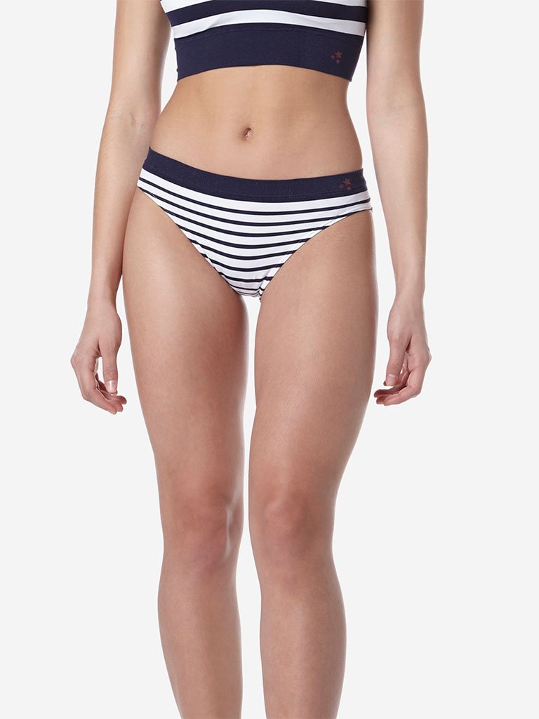 Wunderlove Navy Striped Bikini Briefs